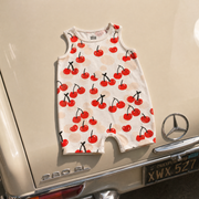 Tank Top Romper - Cherries Red