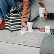 Lunch + Pie Tote - Charcoal Stripes