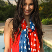 Scarf - Flores Red and Blue