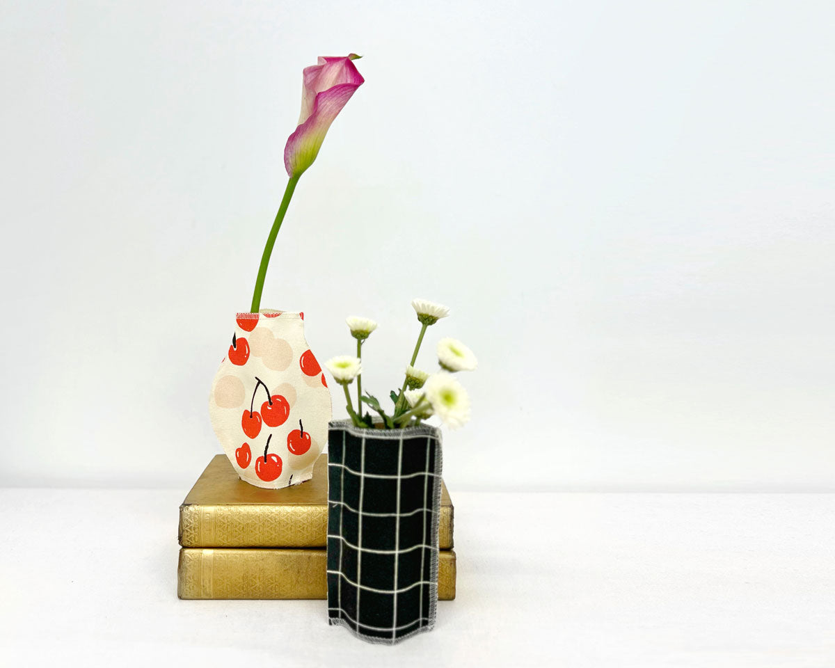 Upcycled fabric vases made from MAIKA fabric scraps