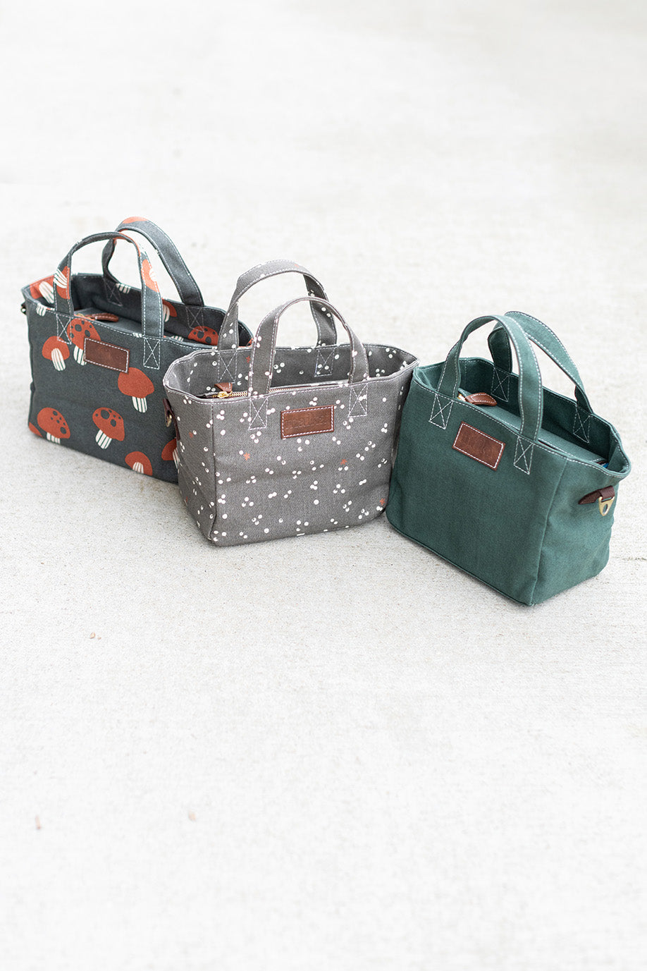 Mini Tote Bag Toile, 2Pcs Cabas Tote Bag Sac De Courses Sac Fourre Tout - 2