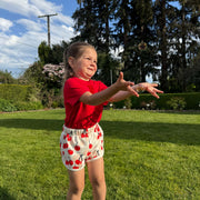 French Terry Shorts - Cherries Red