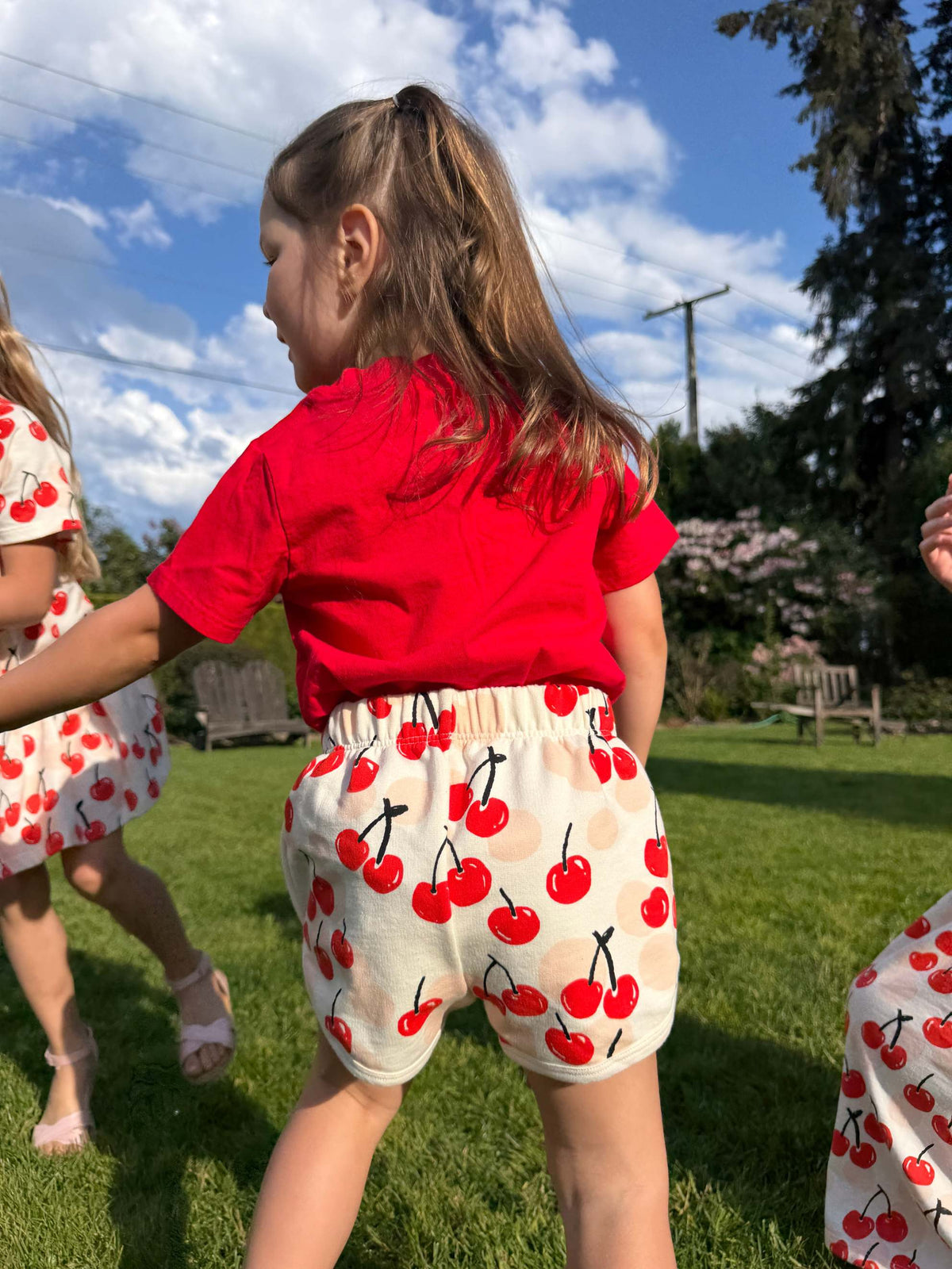 French Terry Shorts - Cherries Red