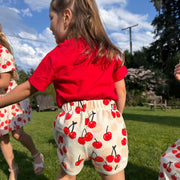 French Terry Shorts - Cherries Red