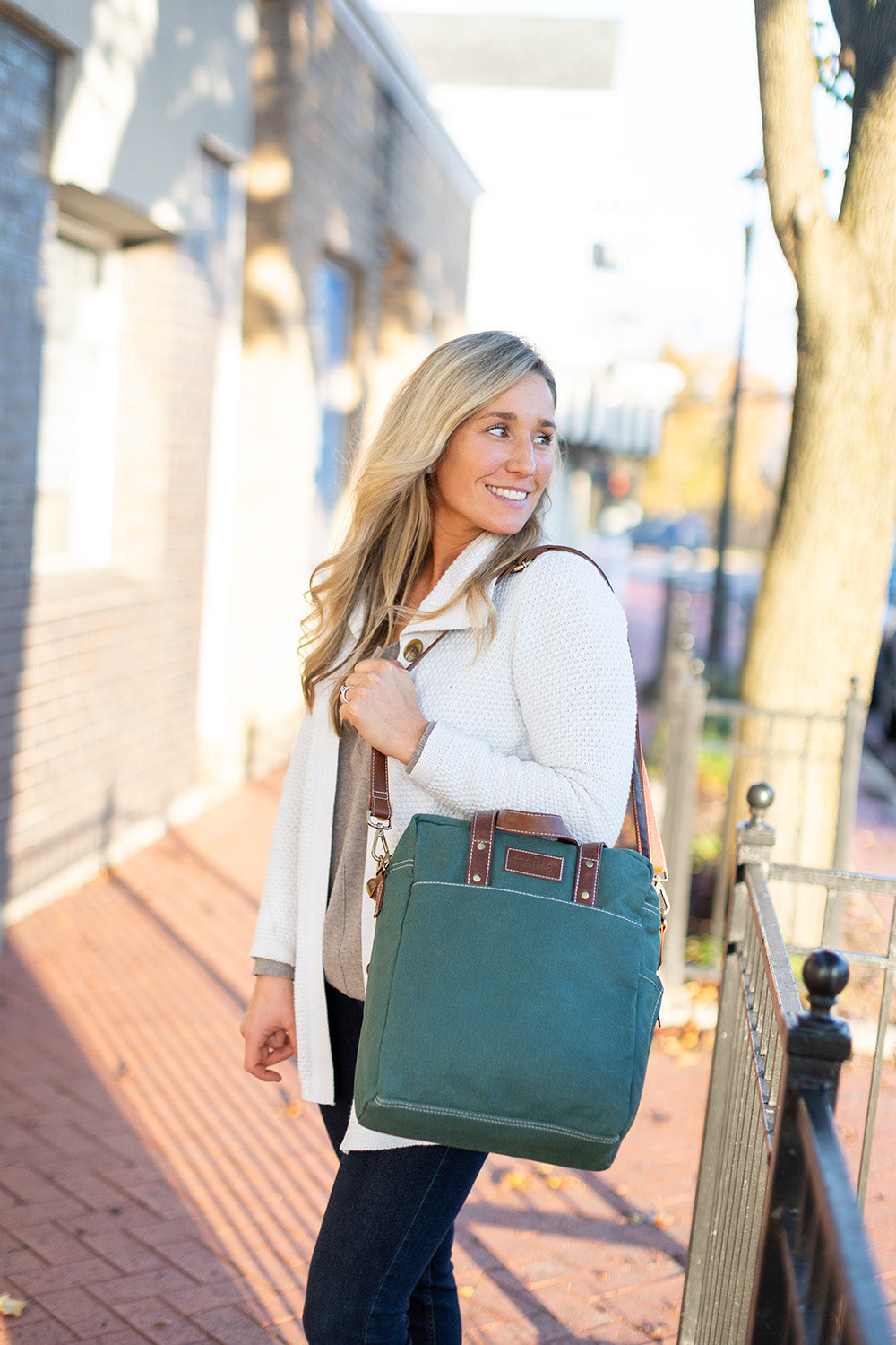 Commuter Tote - Waxed Hunter Green