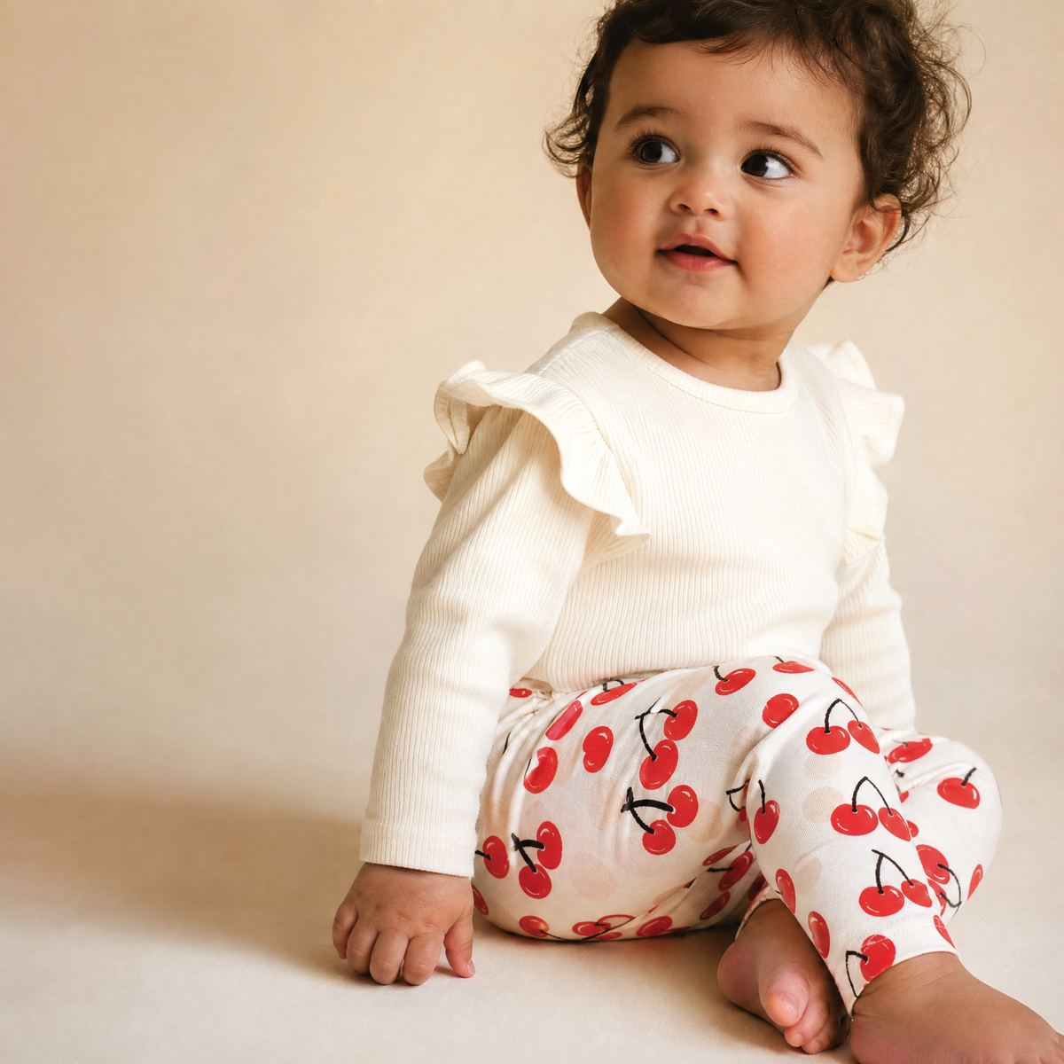 Baby Leggings - Cherries Red