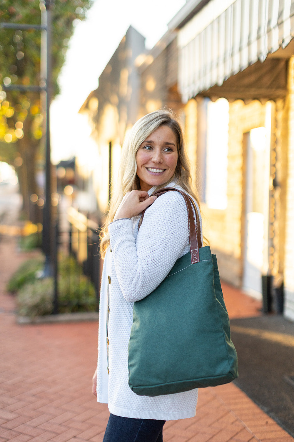 Market Tote - Waxed Hunter Green