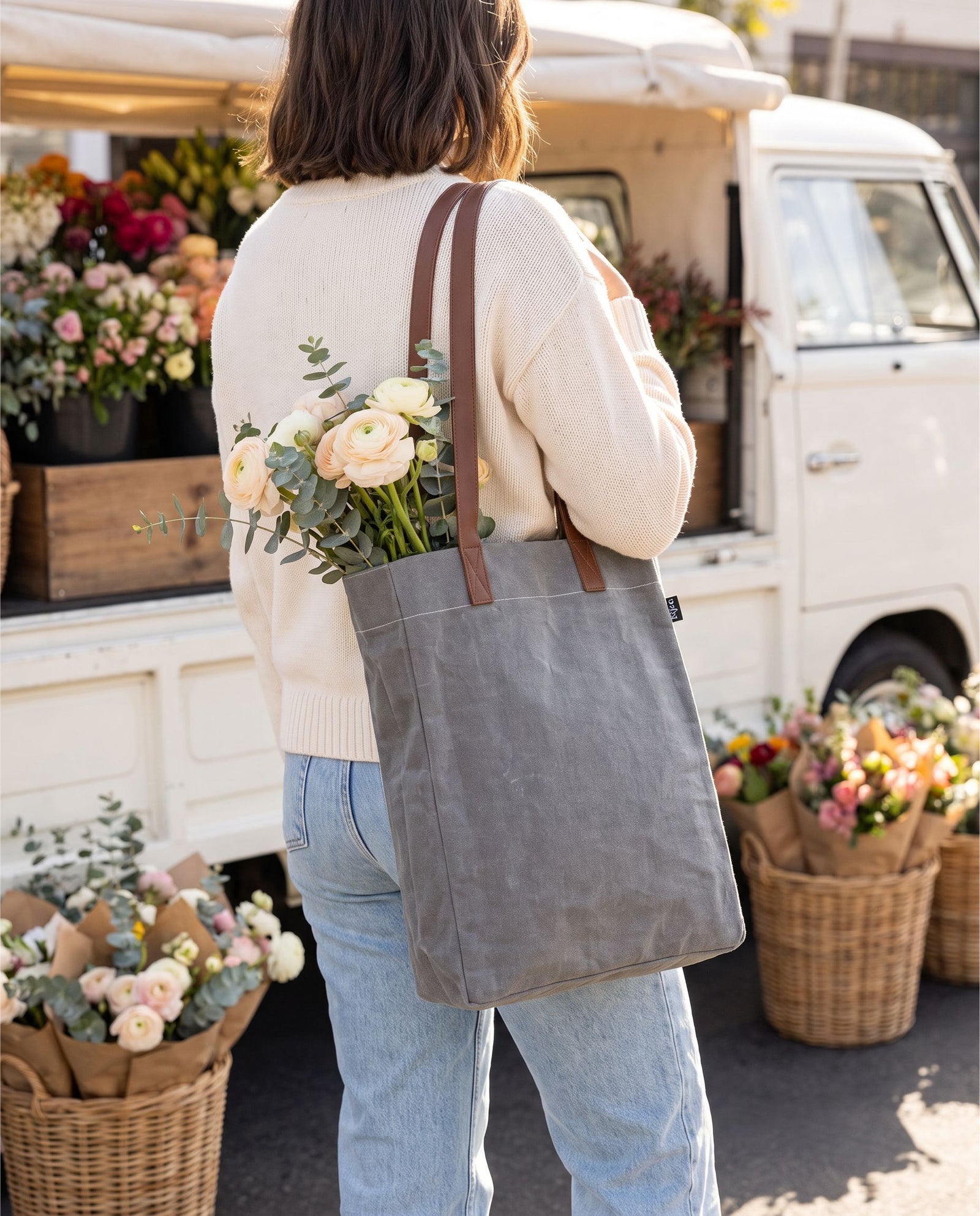 Market Tote - Waxed Ash