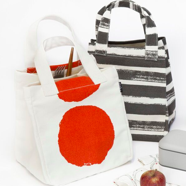Lunch + Pie Tote - Charcoal Stripes
