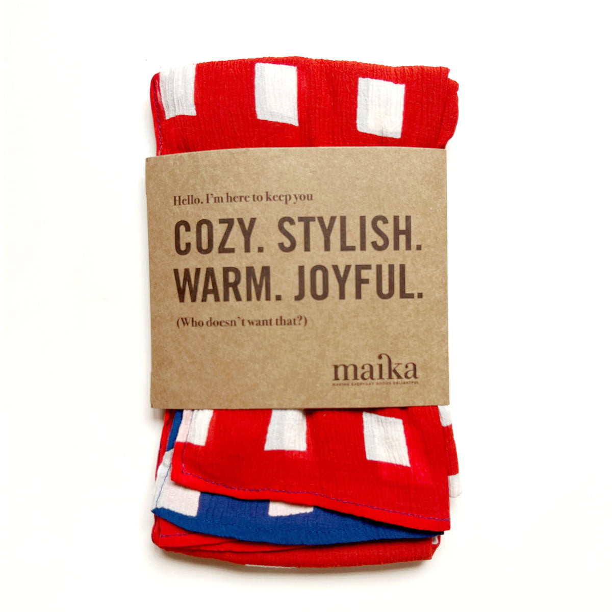 Scarf - Flores Red and Blue